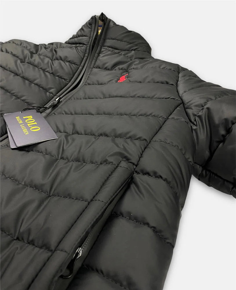 RL Full Sleeves Small Pony Puffer Jacket (Black)