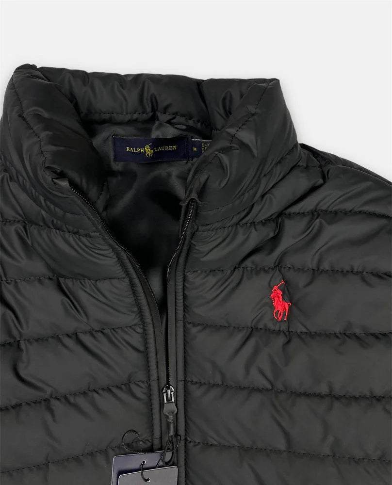 RL Full Sleeves Small Pony Puffer Jacket (Black)