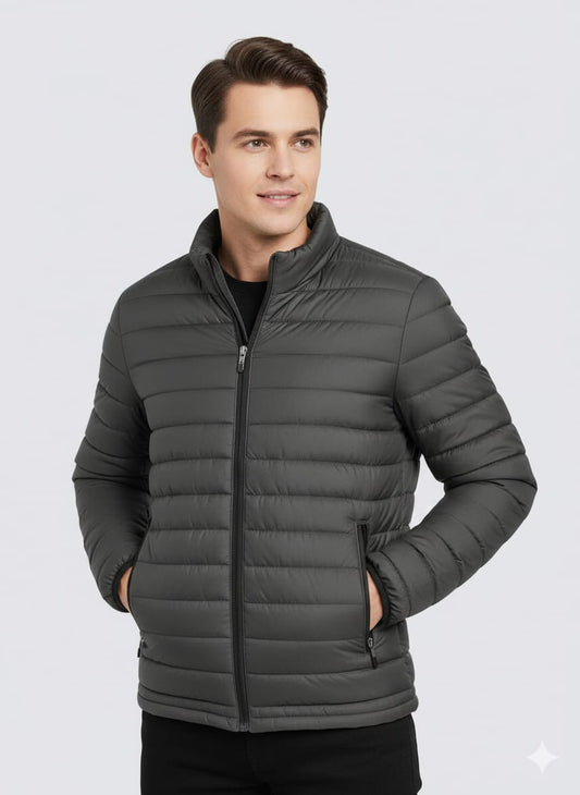 RL Full Sleeves Small Pony Puffer Jacket (Steel Grey)