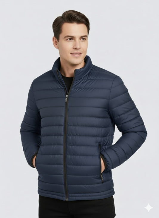 RL Full Sleeves Small Pony Puffer Jacket (Navy Blue)