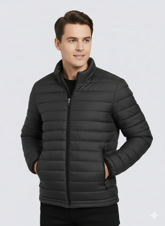 RL Full Sleeves Small Pony Puffer Jacket (Black)
